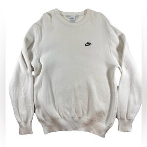 Nike Knit Crewneck Sweater Men's Medium White Embroidered Swoosh Heavyweight